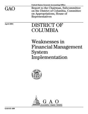 District of Columbia: Weaknesses in Financial Management System Implementation