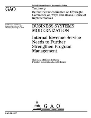 Business Systems Modernization: Internal Revenue Service Needs to Further Strengthen Program Management