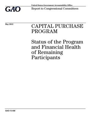 Capital Purchase Program: Status of the Program and Financial Health of Remaining Participants