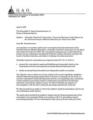 Federally Chartered Corporation: Financial Statement Audit Report for the National Fund for Medical Education for Fiscal Year 2004