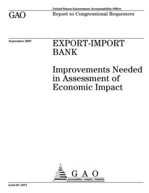 Export-Import Bank: Improvements Needed in Assessment of Economic Impact