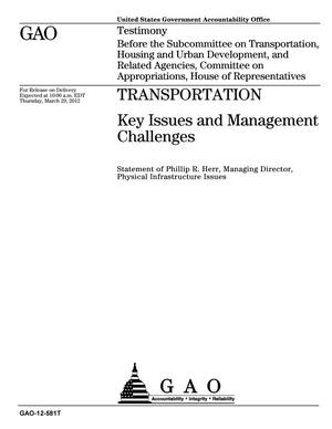 Transportation: Key Issues and Management Challenges