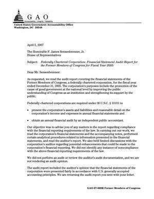 Federally Chartered Corporation: Financial Statement Audit Report for the Former Members of Congress for Fiscal Year 2005
