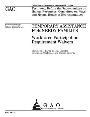 Temporary Assistance for Needy Families: Workforce Participation Requirement Waivers