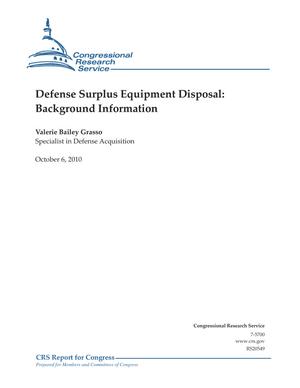 Defense Surplus Equipment Disposal: Background Information