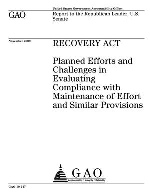 Recovery Act: Planned Efforts and Challenges in Evaluating Compliance with Maintenance of Effort and Similar Provisions