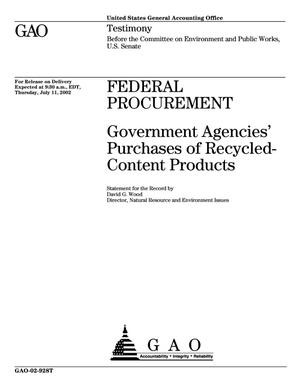 Federal Procurement: Government Agencies' Purchases of Recycled-Content Products