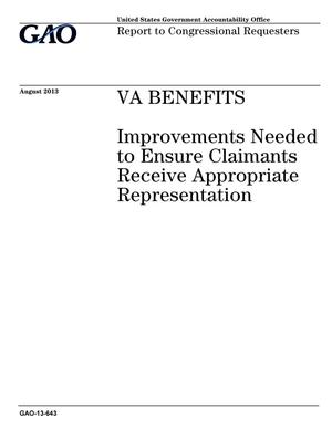 VA Benefits: Improvements Needed to Ensure Claimants Receive Appropriate Representation