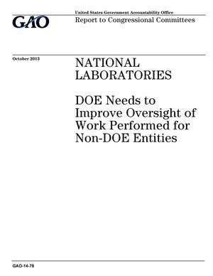 National Laboratories: DOE Needs to Improve Oversight of Work Performed for Non-DOE Entities