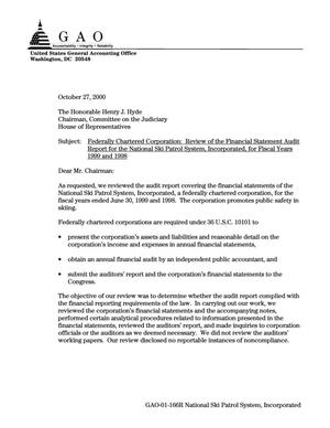 Federally Chartered Corporation: Review of the Financial Statement Audit Report for the National Ski Patrol System, Incorporated, for Fiscal Years 1999 and 1998