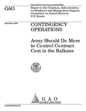 Contingency Operations: Army Should Do More to Control Contract Cost in the Balkans