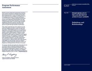 Performance Measurement and Evaluation: Definitions and Relationships (Supersedes GAO-05-739SP)