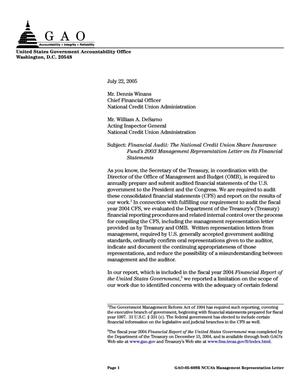 Financial Audit: The National Credit Union Share Insurance Fund's 2003 Management Representation Letter on Its Financial Statements