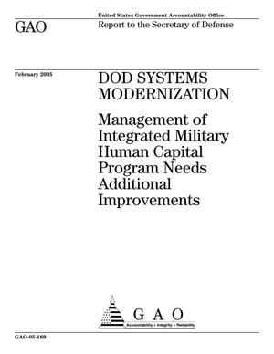 DOD Systems Modernization: Management of Integrated Military Human Capital Program Needs Additional Improvements