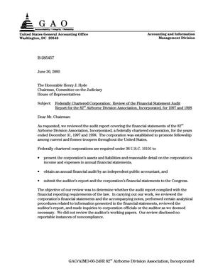 Federally Chartered Corporation: Review of the Financial Statement Audit Report for the 82nd Airborne Division Association, Incorporated, for 1997 and 1998