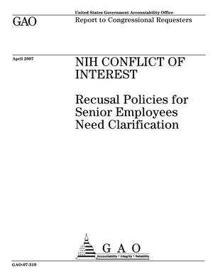 NIH Conflict of Interest: Recusal Policies for Senior Employees Need Clarification
