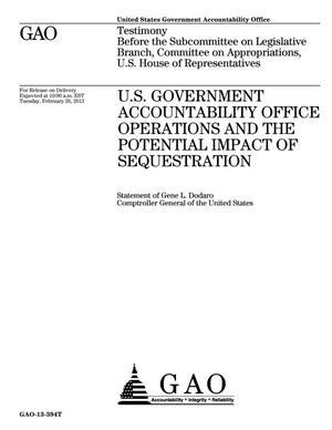 U.S. Government Accountability Office: Operations and the Potential Impact of Sequestration