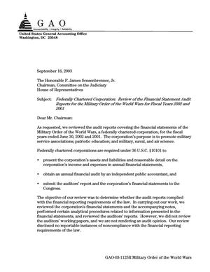 Federally Chartered Corporation: Review of the Financial Statement Audit Report for the Military Order of the World Wars for Fiscal Years 2002 and 2001