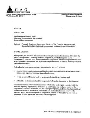 Federally Chartered Corporation: Review of the Financial Statement Audit Report for the Civil Air Patrol, Incorporated, for Fiscal Years 1996 and 1997