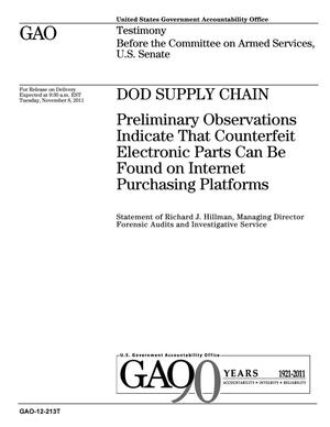 DOD Supply Chain: Preliminary Observations Indicate That Counterfeit Electronic Parts Can Be Found on Internet Purchasing Platforms