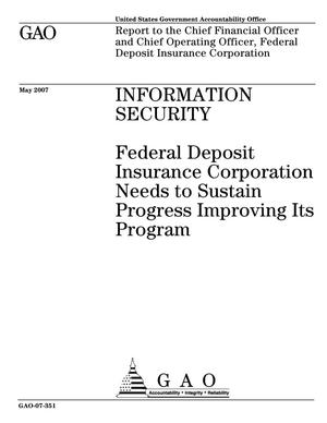 Information Security: Federal Deposit Insurance Corporation Needs to Sustain Progress Improving Its Program
