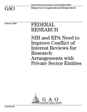 Federal Research: NIH and EPA Need to Improve Conflict of Interest Reviews for Research Arrangements with Private Sector Entities