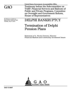 Delphi Bankruptcy: Termination of Delphi Pension Plans