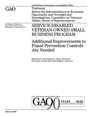 Service-Disabled Veteran-Owned Small Business Program: Additional Improvements to Fraud Prevention Controls Are Needed