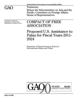 Compact of Free Association: Proposed U.S. Assistance to Palau for Fiscal Years 2011- 2024
