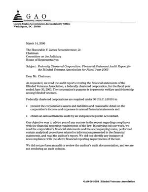 Federally Chartered Corporation: Financial Statement Audit Report for the Blinded Veterans Association for Fiscal Year 2003