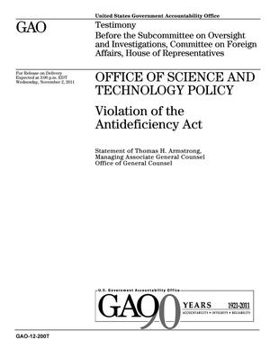 Office of Science and Technology Policy: Violation of the Antideficiency Act
