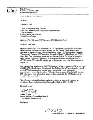 FBI: Delivery of ATF Report on TWA Flight 800 Crash