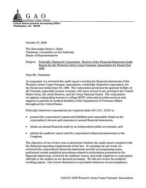 Federally Chartered Corporation: Review of the Financial Statement Audit Report for the Women's Army Corps Veterans' Association for Fiscal Year 1999