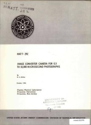 Image Converter Camera for 0.5 to 10,000 Microsecond Photographs