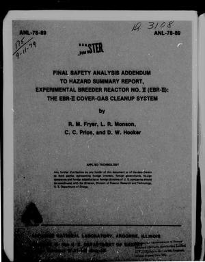 Final Safety Analysis Addendum to Hazard Summary Report, Experimental Breeder Reactor No. II (EBR-II): the EBR-II Cover-Gas Cleanup System
