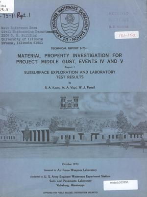 Material Property Investigation for Project Middle Gust, Events 4 and 5: Report 1, Subsurface Exploration and Laboratory Test Results