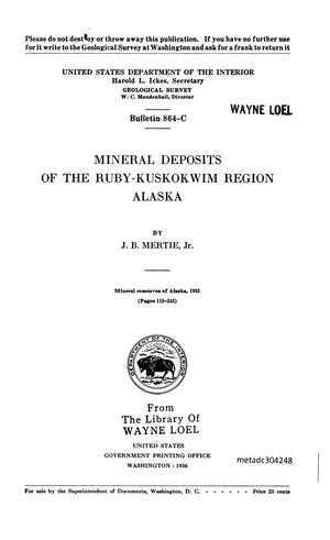 Mineral Deposits of the Ruby-Kuskokwim Region Alaska