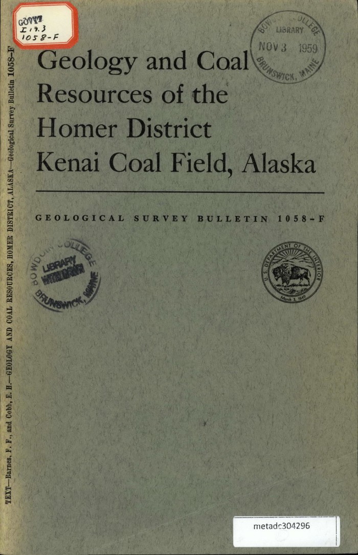 Geology And Coal Resources Of The Homer District Kenai Coal Field Alaska Unt Digital Library