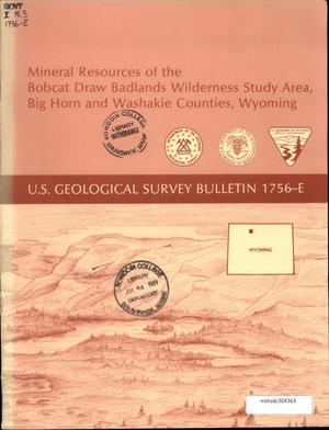 Primary view of object titled 'Mineral Resources of the Bobcat Draw Badlands Wilderness Study Area, Big Horn and Washakie Counties, Wyoming'.