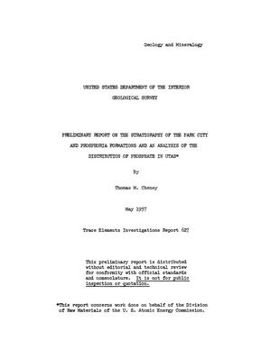 Primary view of object titled 'Preliminary Report on the Stratigraphy of the Park City and Phosphoria Formations and an Analysis of the Distribution of Phosphate in Utah'.