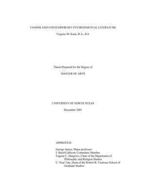 Taoism and Contemporary Environmental Literature