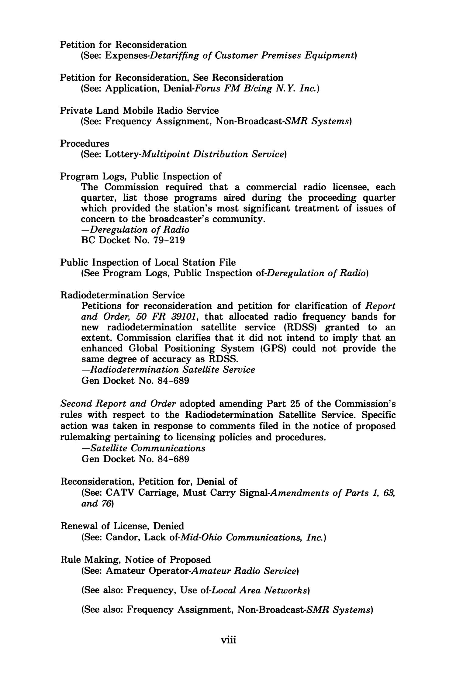 FCC Reports, Second Series, Volume 104, Number 2, Pages 375 to 719, August 1986
                                                
                                                    VIII
                                                