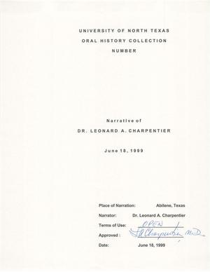 Primary view of object titled 'Autobiographical Narrative of Leonard A. Charpentier, June 18, 1999'.