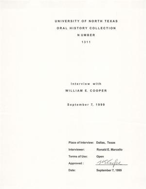 Primary view of object titled 'Oral History Interview with William E. Cooper, September 7, 1999'.