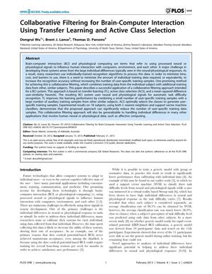 Collaborative Filtering for Brain-Computer Interaction Using Transfer Learning and Active Class Selection