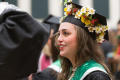 Photograph: [Student with decorated mortarboard at UNT Commencement]