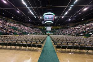 [Audience before UNT Commencement begins]