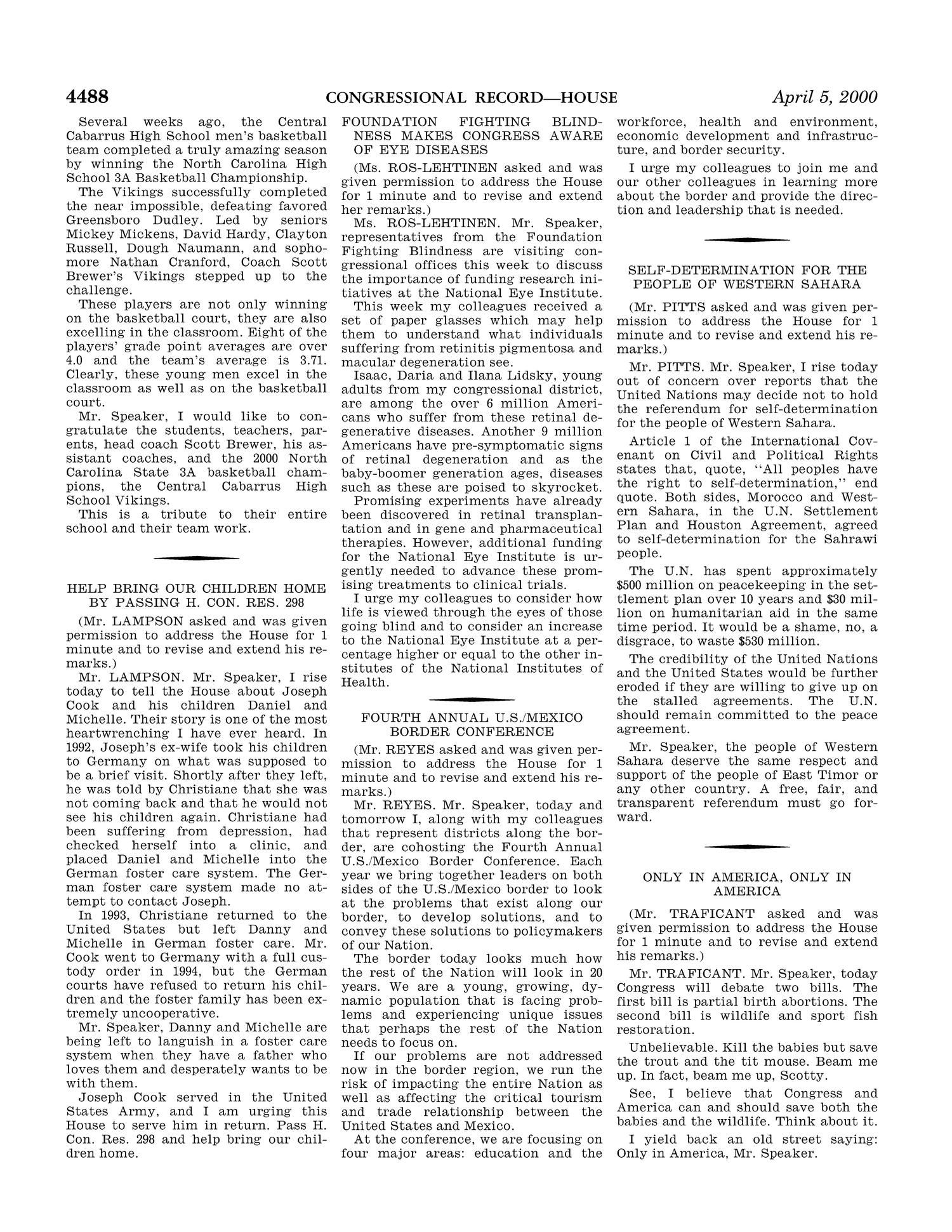 Congressional Record: Proceedings and Debates of the 106th Congress, Second Session, Volume 146, Part 4
                                                
                                                    4488
                                                