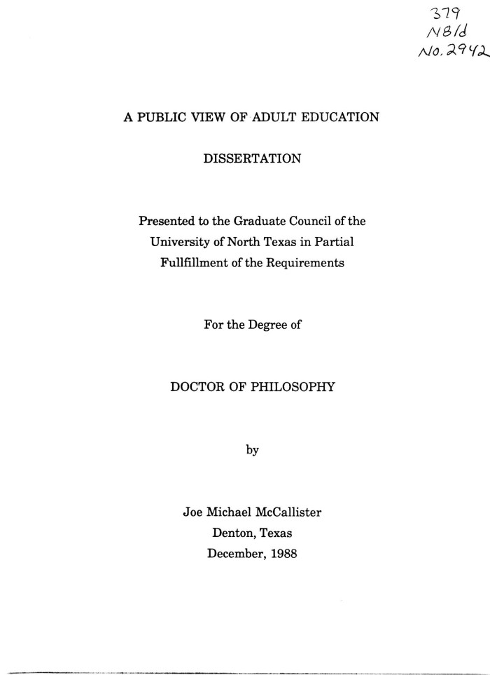 thesis on adult education
