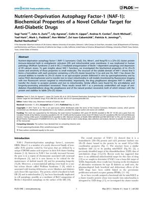 Nutrient-Deprivation Autophagy Factor-1 (NAF-1): Biochemical Properties of a Novel Cellular Target for Anti-Diabetic Drugs